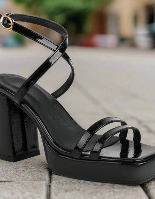 Load image into Gallery viewer, Square-Toe Buckle Strap High Heels – Elegant Thin-Strap Summer Block Heels
