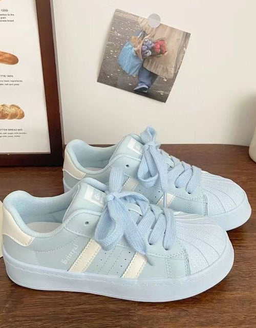 Load image into Gallery viewer, Women's Shell Toe Casual Sneakers – PU Leather Lace-Up Low-Top Trainers
