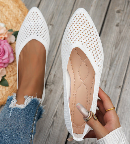Women's Pointed Toe Flyknit Slip-On Loafers – Flat Casual Shoes