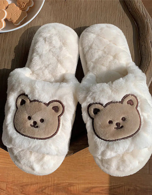 Load image into Gallery viewer, Cute Bear Cotton Slippers for Women in Autumn/Winter
