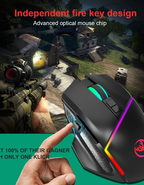 Load image into Gallery viewer, A876 wired mouse with colorful synchronized lighting, 6400dpi adjustable lighting, can turn off gaming mouse
