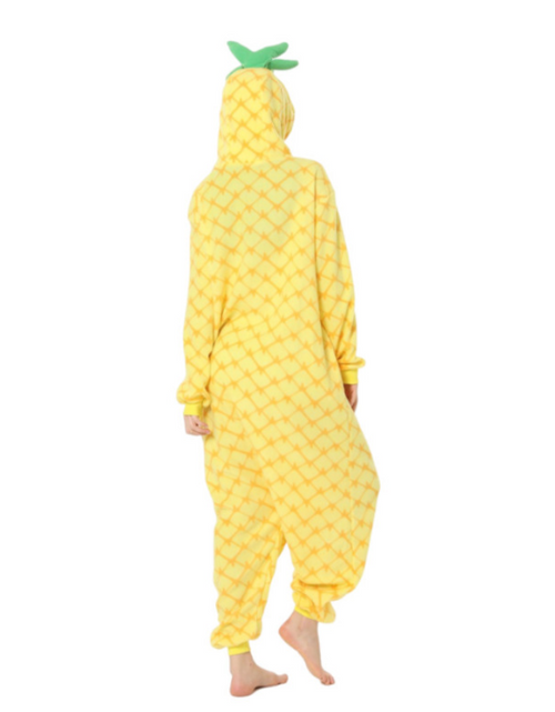 Load image into Gallery viewer, Pineapple cartoon one piece pajamas autumn and winter fleece thickened warm home clothing cute men and women Halloween
