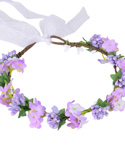 Load image into Gallery viewer, Hawaiian flower garland headband, bride's wedding headdress, bridesmaid's photo, simulated flower wreath, mini flower
