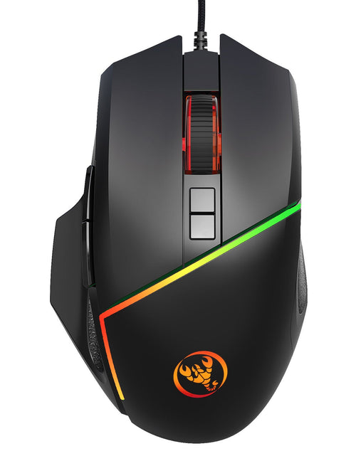 Load image into Gallery viewer, A876 wired mouse with colorful synchronized lighting, 6400dpi adjustable lighting, can turn off gaming mouse
