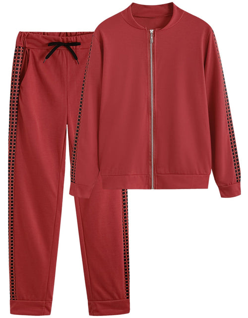 Load image into Gallery viewer, Autumn and Winter New Long Style Sports and Leisure Zipper Splicing Grid Set for Women's Clothing

