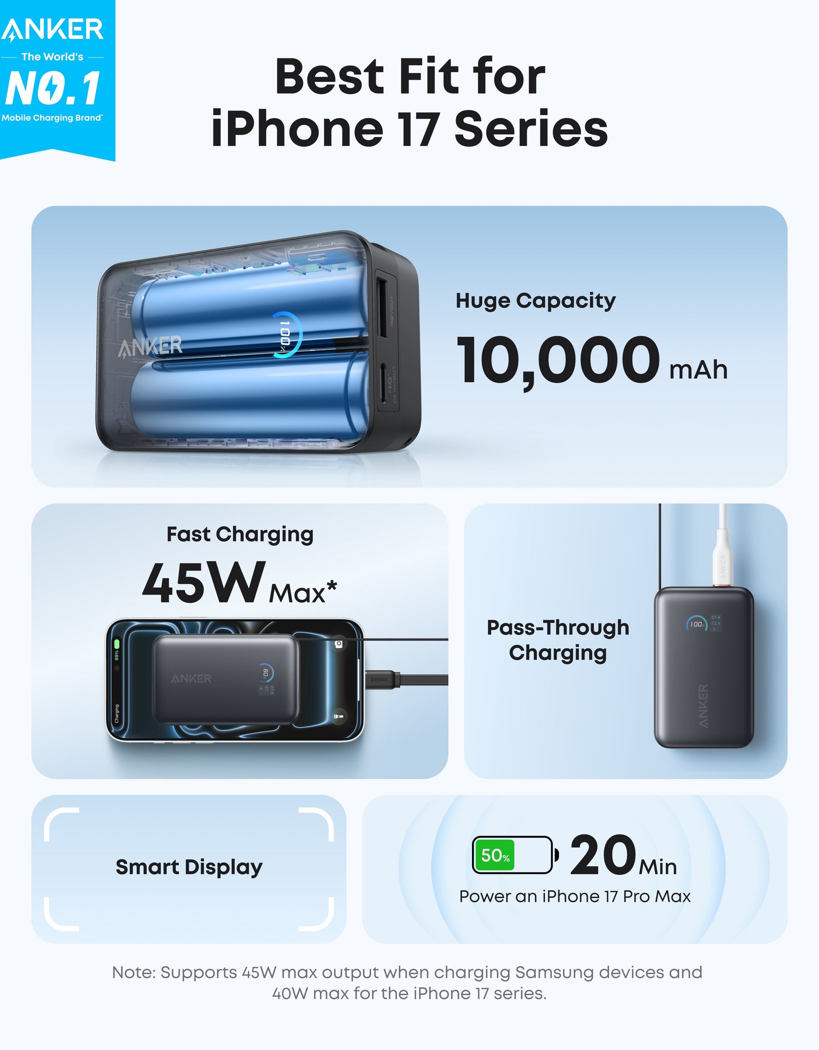 Anker Nano Power Bank (10K, 45W, Built-In Retractable USB-C Cable)
