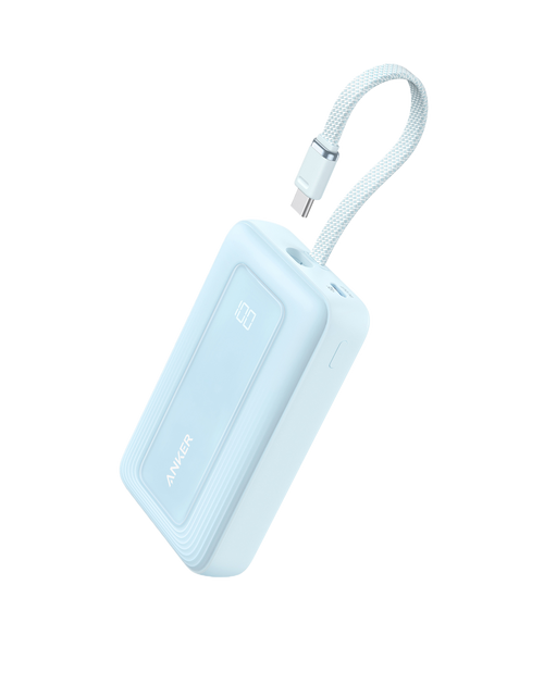 Load image into Gallery viewer, Anker Zolo Power Bank (10K, 30W) with a 5.4-inch (13.7 cm) built-in USB-C cable.
