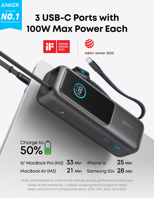 Load image into Gallery viewer, Anker Laptop Power Bank (25K, 165W, Built-In and Retractable Cables)
