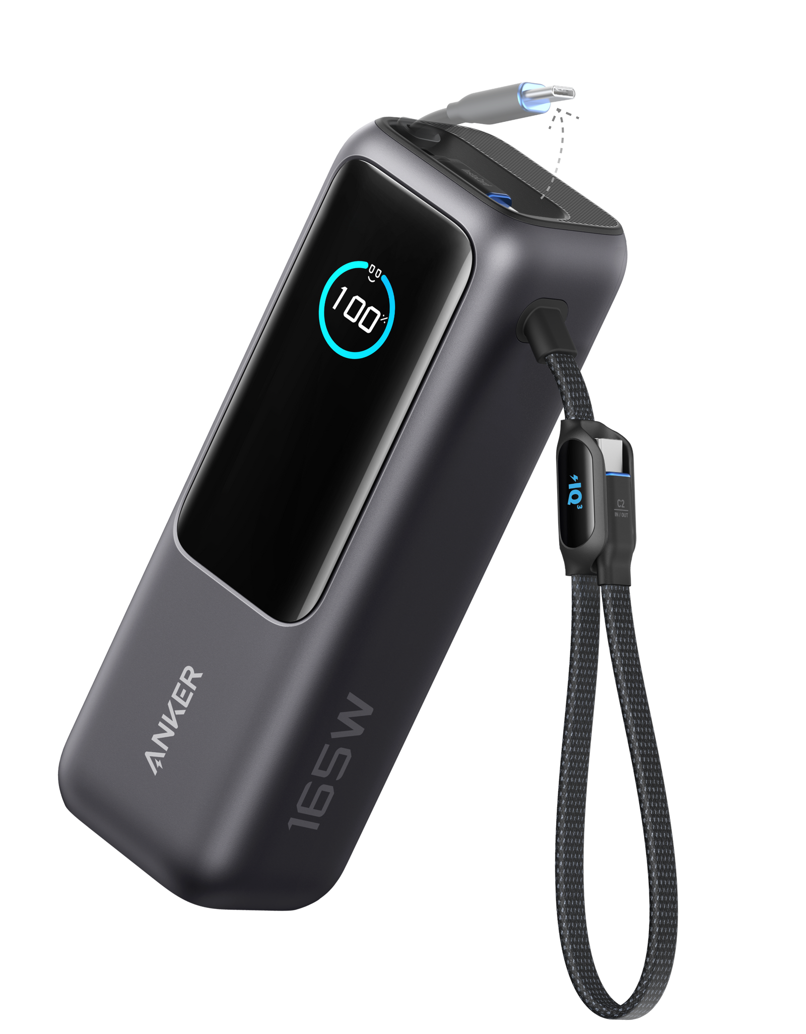 Anker Laptop Power Bank (25K, 165W, Built-In and Retractable Cables)