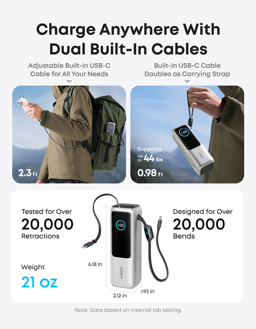 Load image into Gallery viewer, Anker Laptop Power Bank (25K, 165W, Built-In and Retractable Cables)

