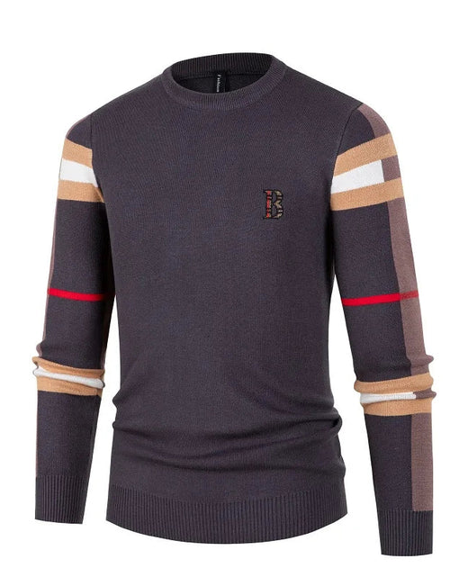 Load image into Gallery viewer, Men's Knitted Shirt Men's Thin Style Color blocked Interior Bottom Knitted Shirt Casual Middle Neck
