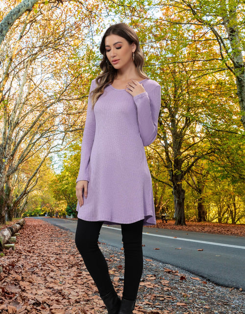 Load image into Gallery viewer, Aphratti Womens Sweater Dress Tunic Top Long Sleeve Casual Lavender L

