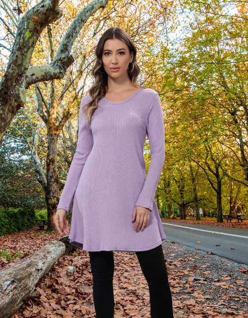 Load image into Gallery viewer, Aphratti Womens Sweater Dress Tunic Top Long Sleeve Casual Lavender L

