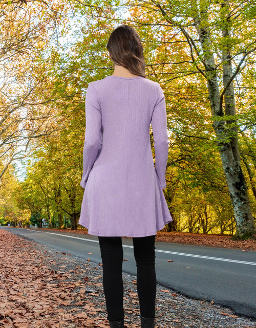 Load image into Gallery viewer, Aphratti Womens Sweater Dress Tunic Top Long Sleeve Casual Lavender L
