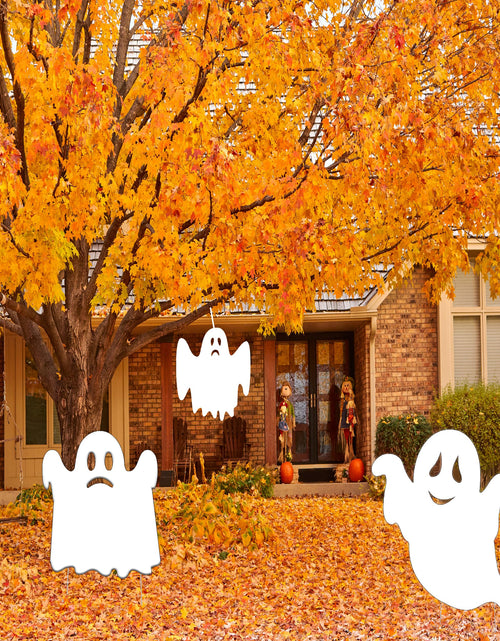 Load image into Gallery viewer, Rogue River Tactical Large Ghost Halloween Yard Sign Outdoor 15x12 Inch 3 Pack
