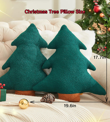 Vdoioe Christmas Tree Throw Pillows Set of 2 Plush Cotton Fill Xmas Decor