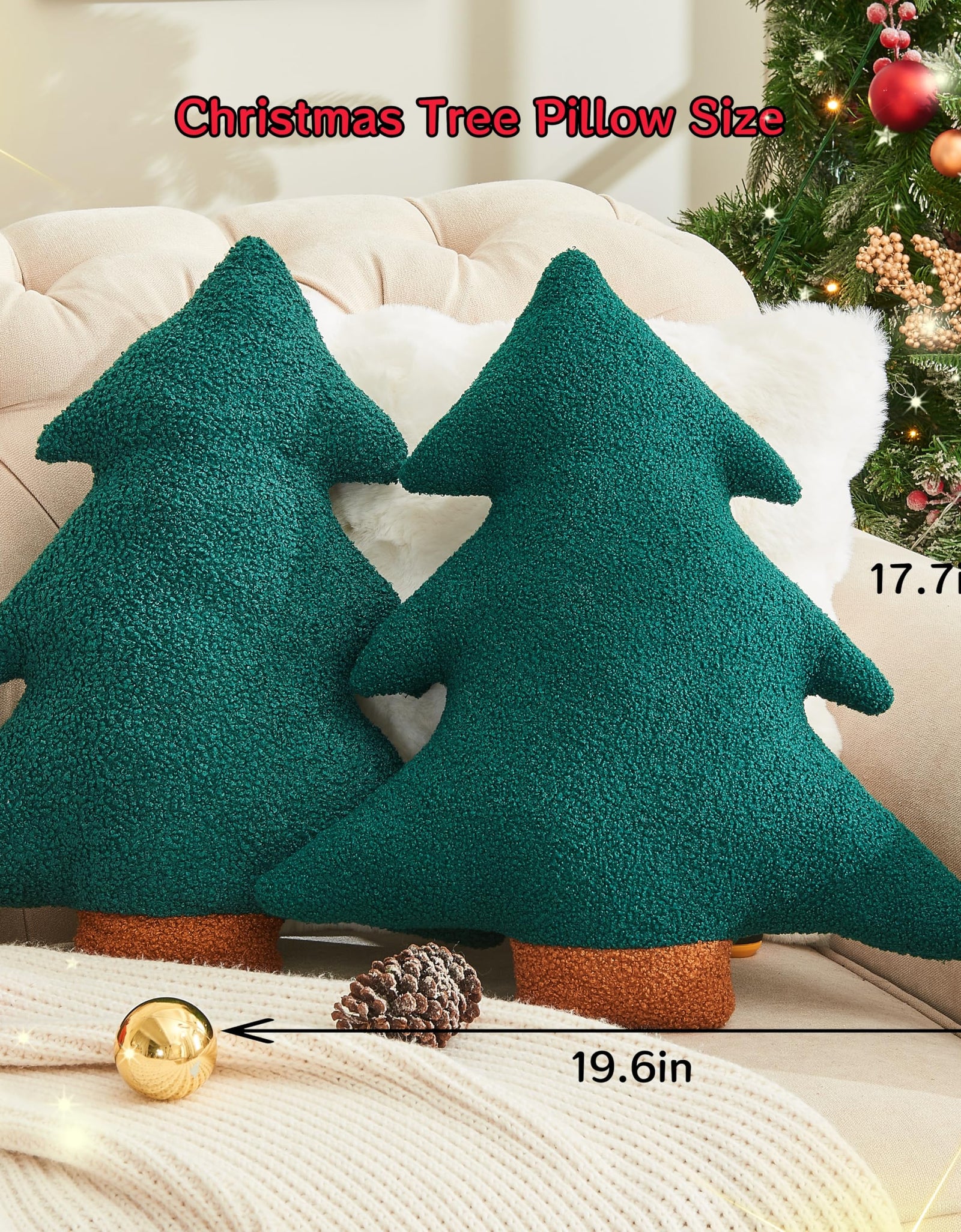 Vdoioe Christmas Tree Throw Pillows Set of 2 Plush Cotton Fill Xmas Decor