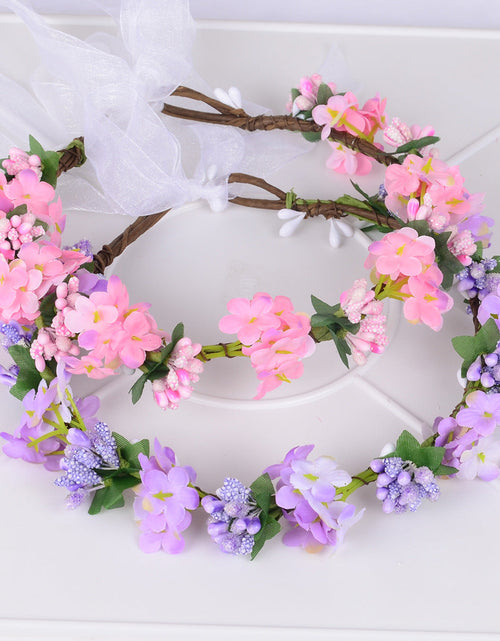 Load image into Gallery viewer, Hawaiian flower garland headband, bride's wedding headdress, bridesmaid's photo, simulated flower wreath, mini flower
