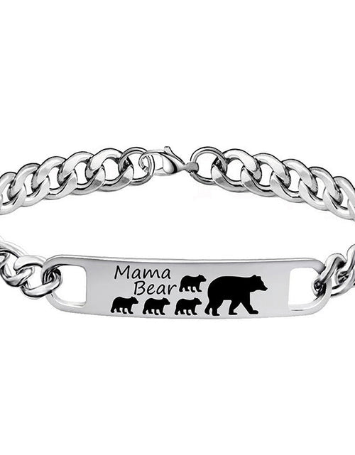 Load image into Gallery viewer, Customized 3-5 days Stainless steel Mama Bear Mother's Day gift engraved titanium steel bracelet
