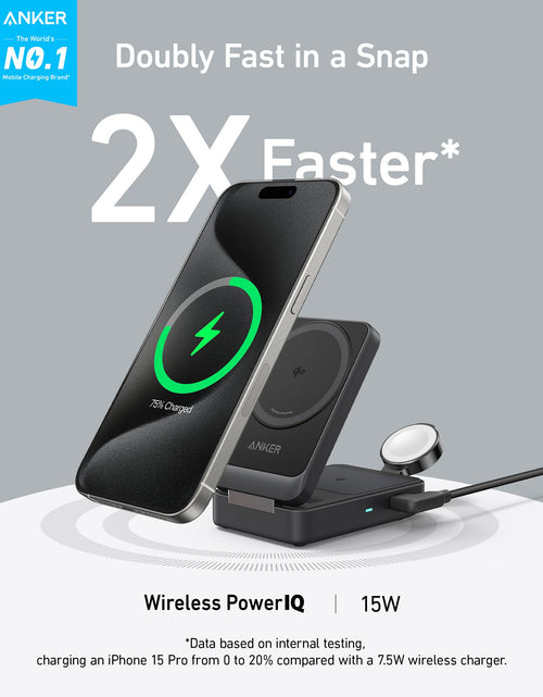 Load image into Gallery viewer, Anker MagGo Wireless Charging Station (Foldable 3-in-1)
