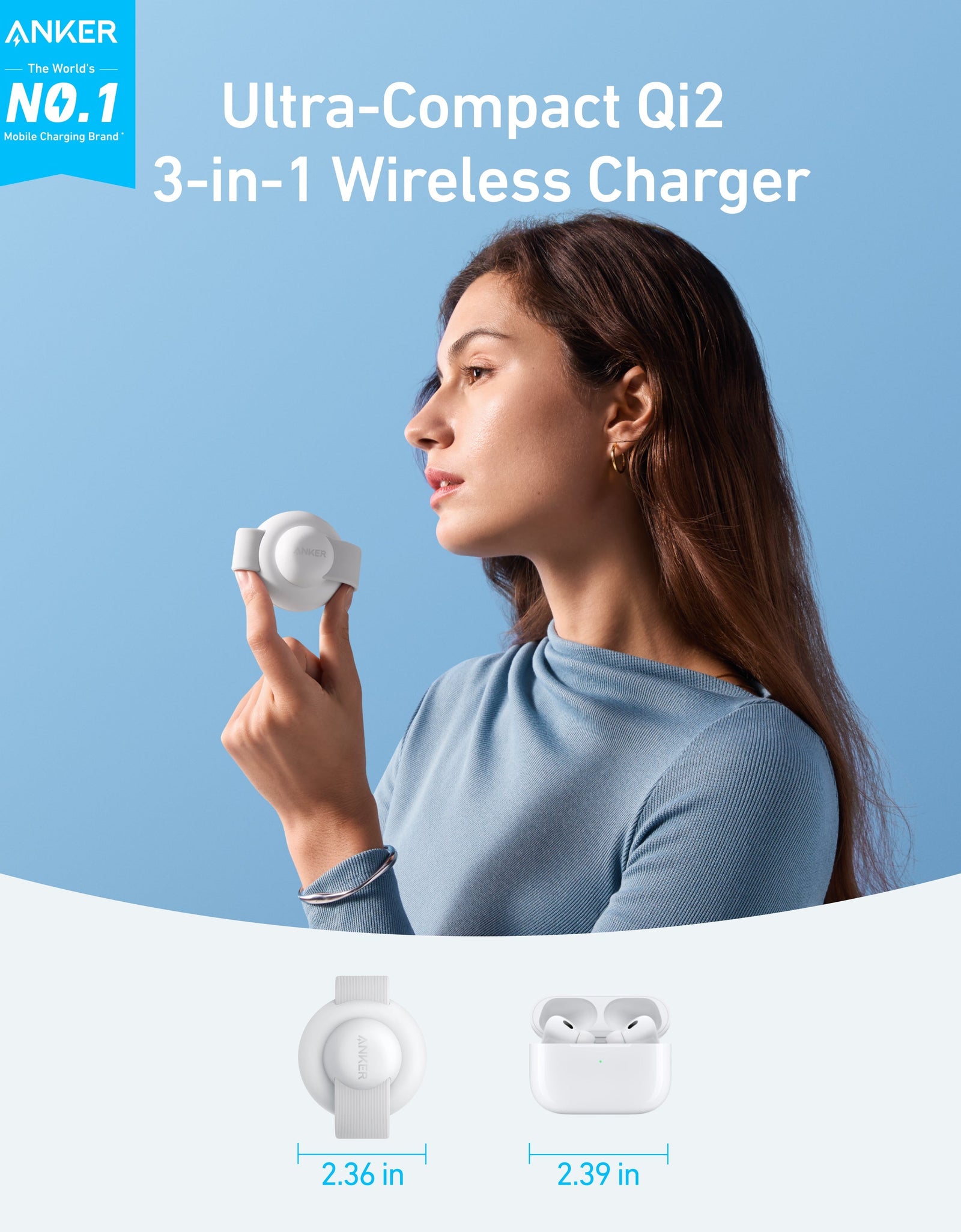 Anker MagGo Wireless Charging Station (3-in-1, Foldable Pad)