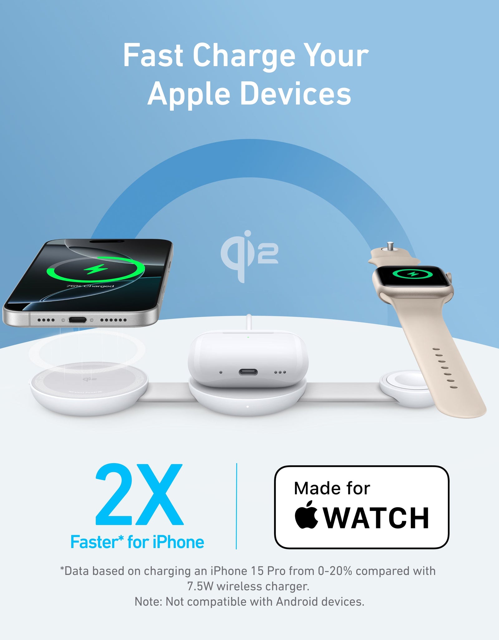 Anker MagGo Wireless Charging Station (3-in-1, Foldable Pad)