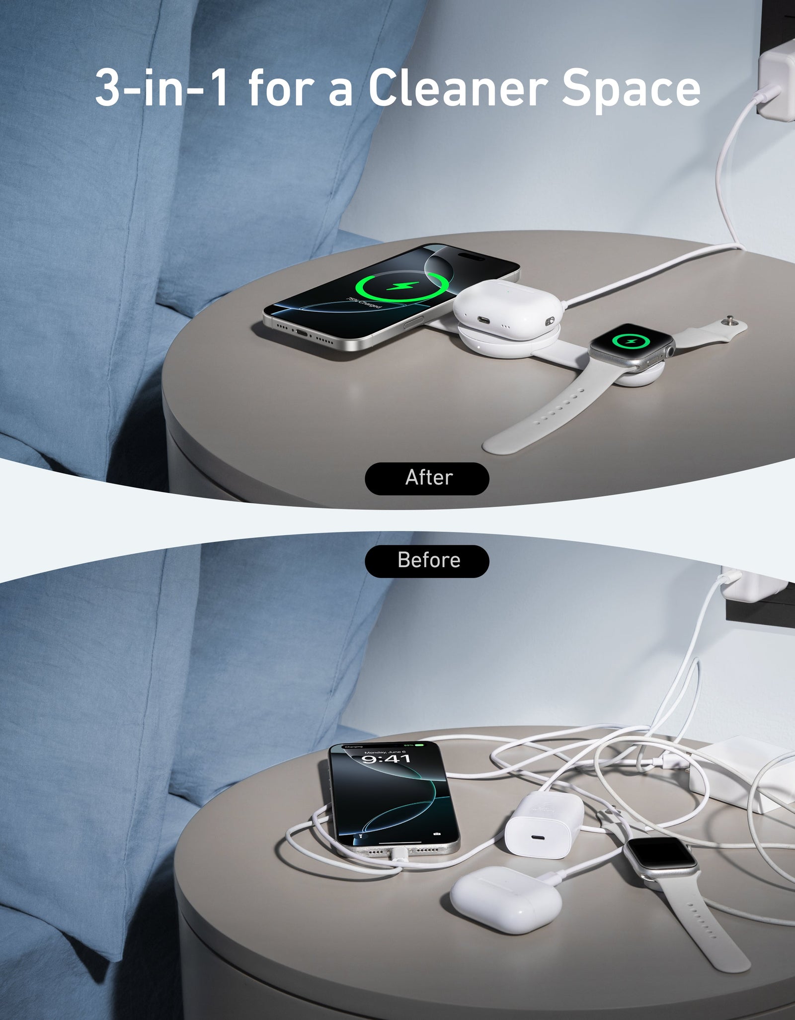 Anker MagGo Wireless Charging Station (3-in-1, Foldable Pad)