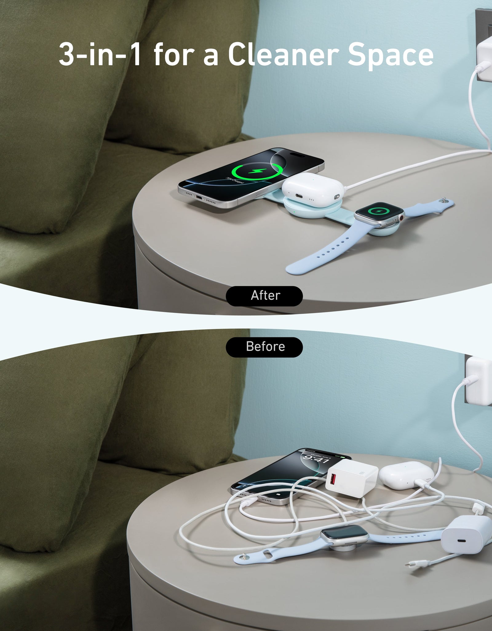 Anker MagGo Wireless Charging Station (3-in-1, Foldable Pad)