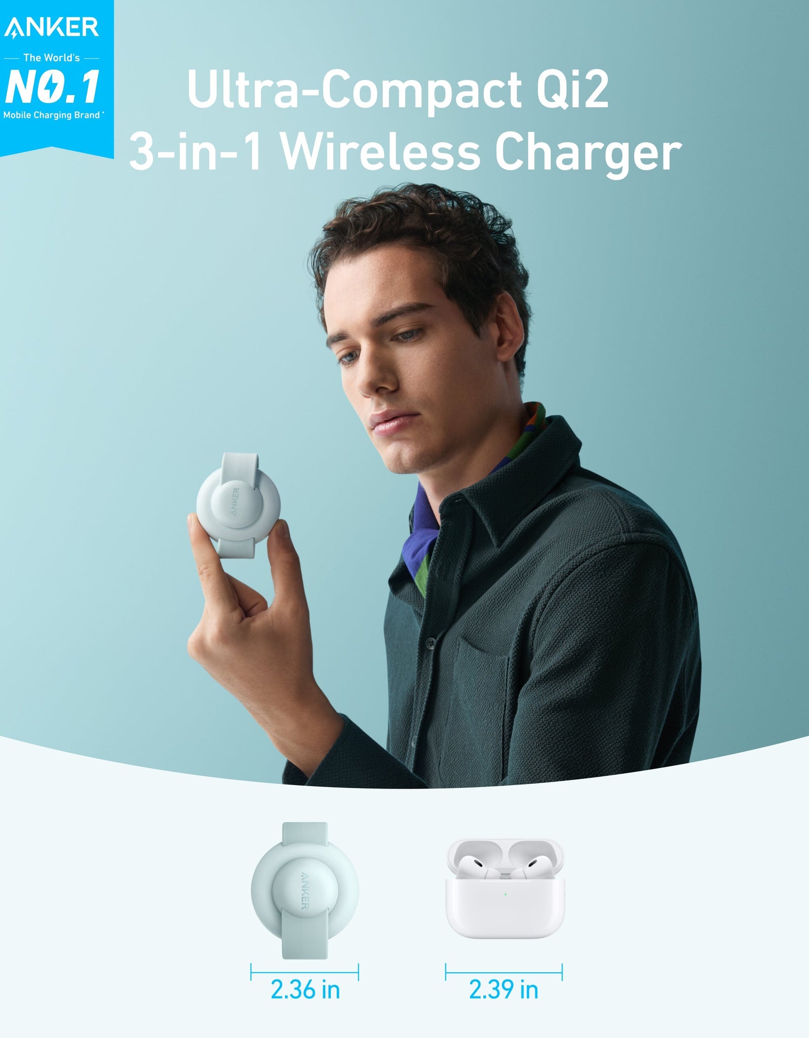 Anker MagGo Wireless Charging Station (3-in-1, Foldable Pad)