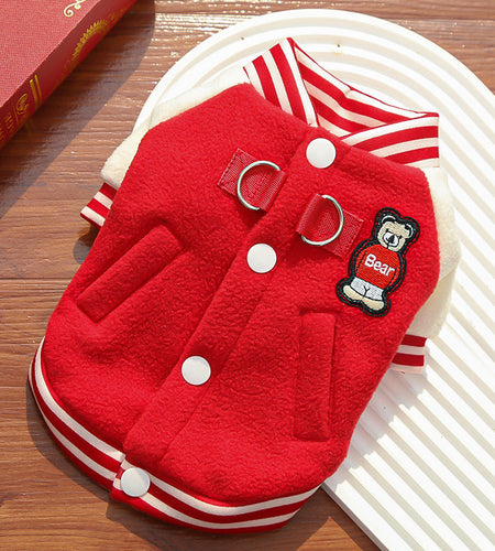 Wholesale Fleece Dog/Cat Outdoor Jacket - Small/Medium Pets, D-Ring & Buttons