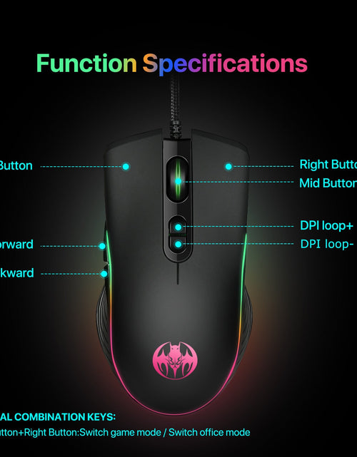 Load image into Gallery viewer, 7D Youbat wired gaming mouse 6-speed 7200DPI mouse gaming mouse
