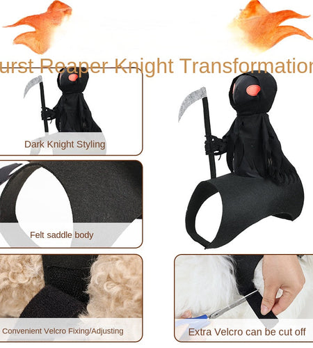 Dog Dark Harvesting Knight Transforms into Pet Costume for Halloween