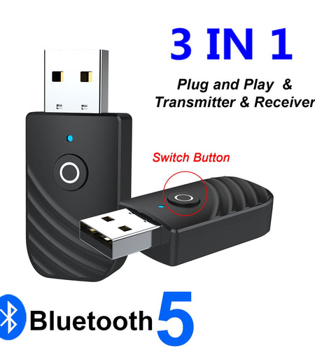 3 in 1 Bluetooth 5.0 Adapter Car Computer TV AUX Audio Bluetooth Speaker Receiver Transmitter Adapter