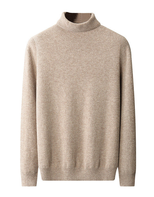 Load image into Gallery viewer, Men's high collar pullover sweater for autumn and winter, loose knit base sweater for men
