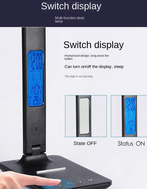 Load image into Gallery viewer, Folding alarm clock, time display, learning, reading, business, office, adjustable light, eye protection desk lamp
