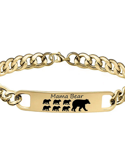 Load image into Gallery viewer, Customized 3-5 days Stainless steel Mama Bear Mother's Day gift engraved titanium steel bracelet
