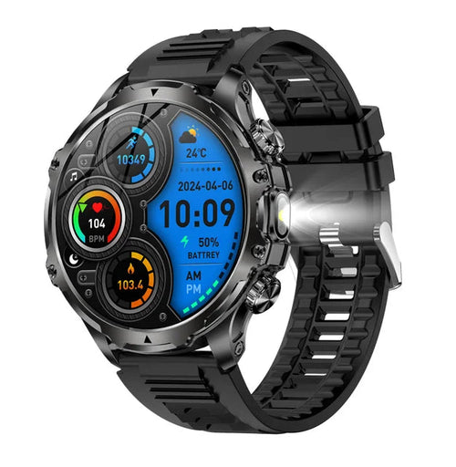 Load image into Gallery viewer, AK75 Smart Watch Flashlight  Men Outdoors Sports Fitness Tracker 700mah Large Battery BT Calling LED Light Smartwatch
