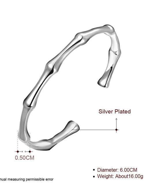 Load image into Gallery viewer, New Romantic Bracelet &amp; Bangles for Women 925 Silver Hot Bamboo Joint Opening Cuff Bracelet Fashion Women Bangles Jewelry
