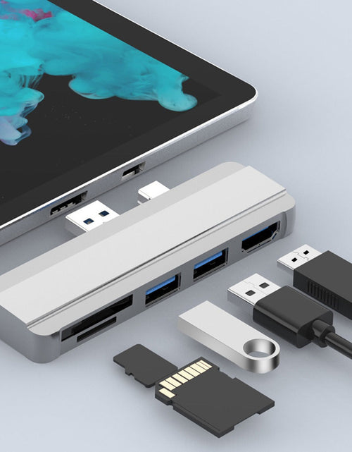 Load image into Gallery viewer, Suitable for Surface Pro 4/5/6 docking station USB to HDMI same screen card reader expansion hub
