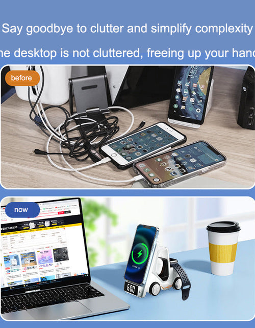 Load image into Gallery viewer, Wireless Chaarger Stand 5 In 1 Alarm Clock For IPhone 15 14 13 12 Pro Max 8 X XS XR iWatch 8 7 6 5 Airpods Fast Charging Station
