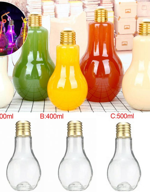 Load image into Gallery viewer, Light Bulb Fruit Juice Bottles Portable Cute Juicer Milk Water Bottle Colorful Drink-ware
