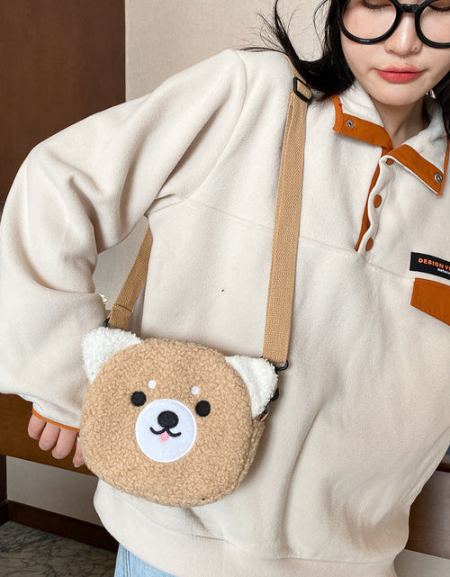 Load image into Gallery viewer, Women's Bag Autumn/Winter New Cute Doll Women's Shoulder Bag Fashionable and Stylish Crossbody Plush Small Round Bag Student Bag
