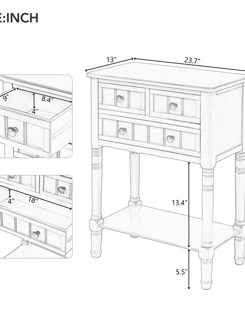 Load image into Gallery viewer, TREXM Narrow Console Desk, Ultra Thin Sofa Table with Three Storage Drawers and Living Room Bottom Shelves (Espresso)
