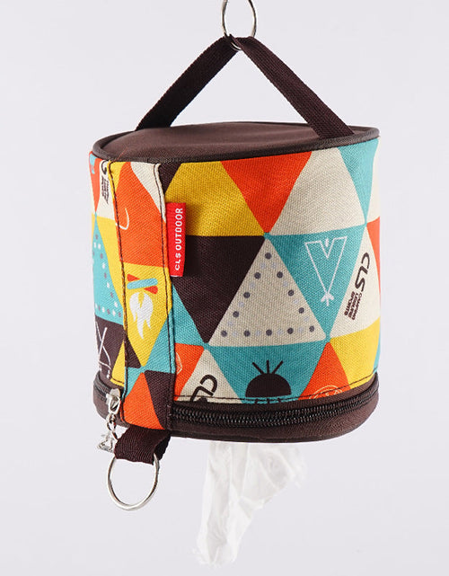 Load image into Gallery viewer, Outdoor camping folding ethnic style paper box storage bag car roll paper tissue box small cloth bag storage bag
