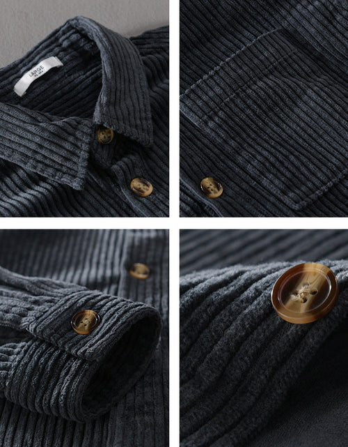 Load image into Gallery viewer, Autumn and winter men's corduroy long sleeved shirt, simple, casual, trendy, retro, handsome men's shirt
