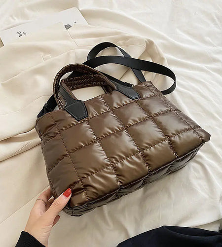 Fashionable Plaid Stitching Shoulder Bag