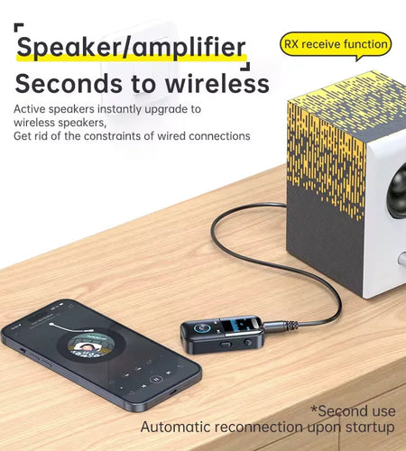 Bluetooth 5.4 Receiver Transmitter 3.5mm AUX Audio Receiver Support TF Card Wireless Audio Adapter With Mic LED Digital Display