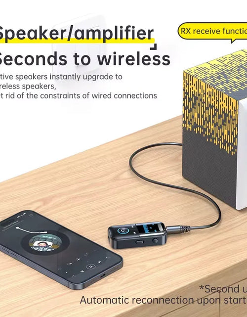 Load image into Gallery viewer, Bluetooth 5.4 Receiver Transmitter 3.5mm AUX Audio Receiver Support TF Card Wireless Audio Adapter With Mic LED Digital Display
