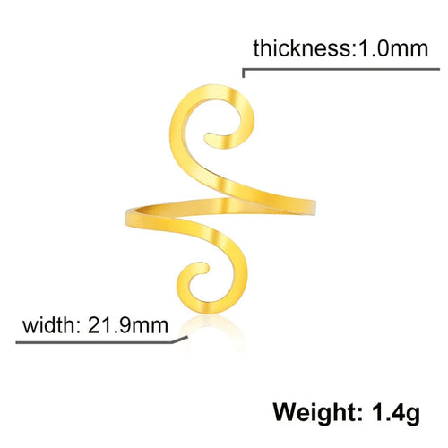 Load image into Gallery viewer, Stainless Steel Large Spiral Ring Women Gold Color Adjustable Finger Rings Minimalist Jewelry Valentine Gift New In
