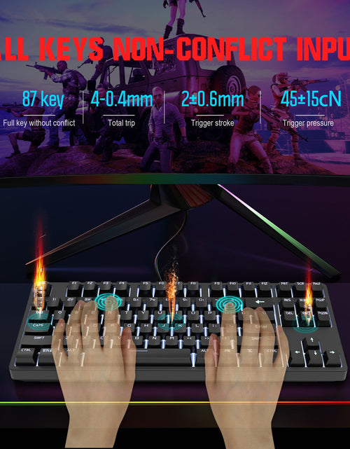 Load image into Gallery viewer, 87 key wired mechanical gaming keyboard with red axis for esports and office use, with over 20 types of white light insertable shafts
